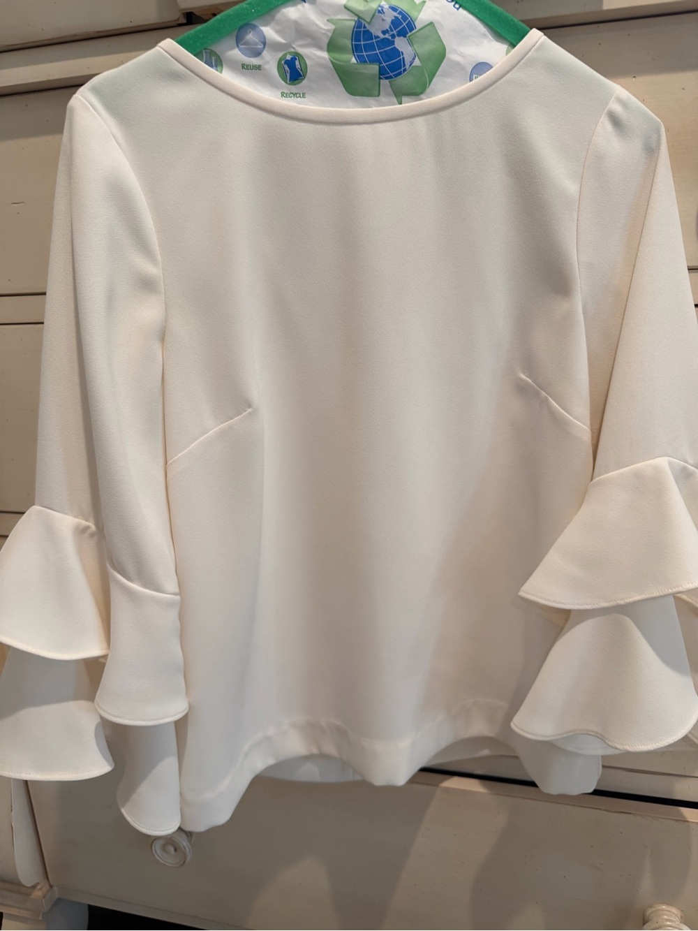 J. Crew Cream Ruffle Sleeve Blouse